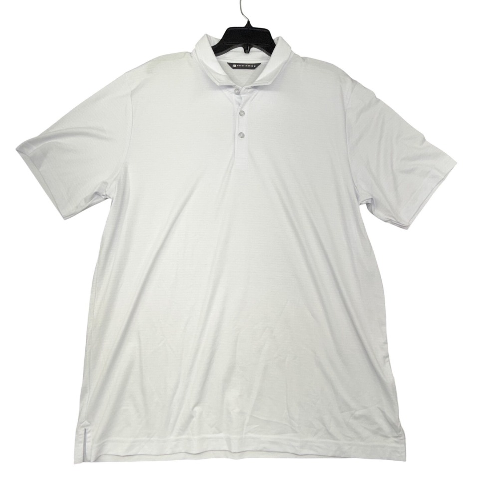 Travis Mathew Polo Shirt Mens XXL White Golf Performance Short Sleeve Stretch